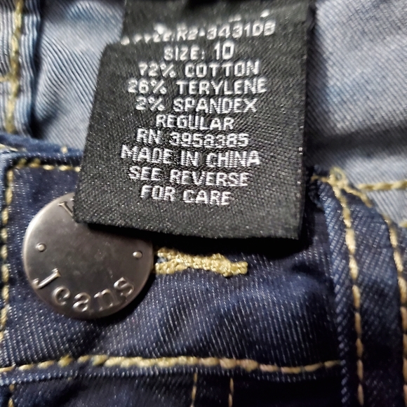 VIP Kids dark denim pearl beads 5 pocket jeans size kids 10 - Picture 3 of 4